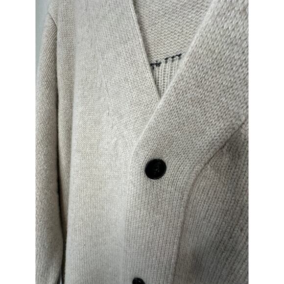 The Elder Statesman Tan Intarsia Long Line Cashmere Cardigan L - Picture 7 of 14